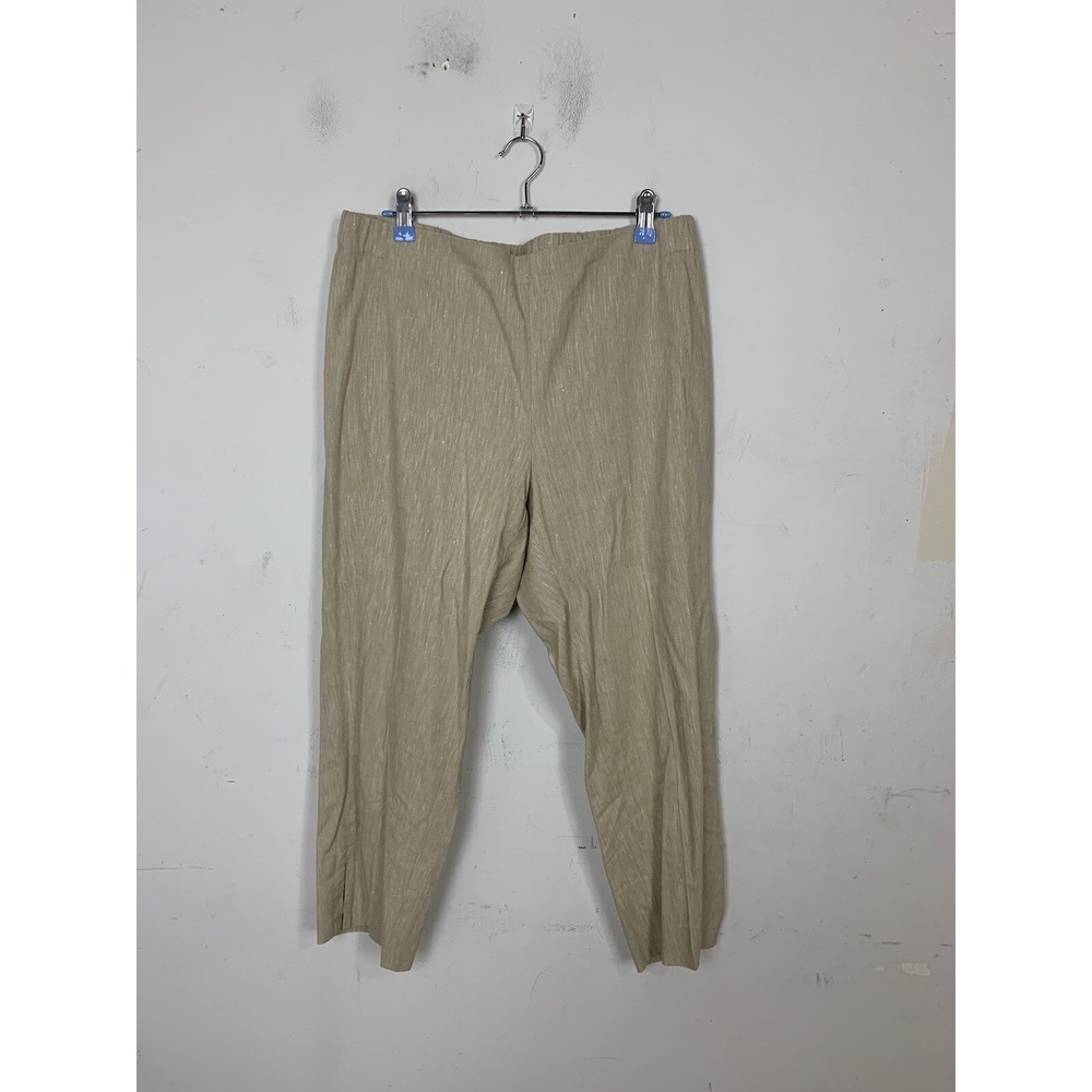J Jill Womens Pants Medium Petite Linen Beachy Coastal Cropped Travel Pull On